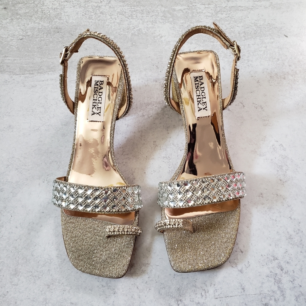 BADGLEY MISCHKA Collection Beatrice Embellished Rinestone Sandal Paltino